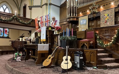 Picton United Church Guitars in sanctuary